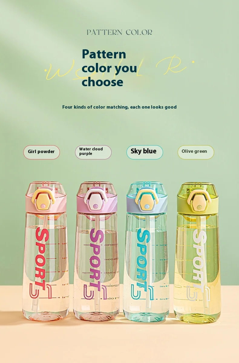 High Color Value Portable Large Capacity Direct Drinking Sports Water Bottle Female Students Children Friendly for Tours Sports