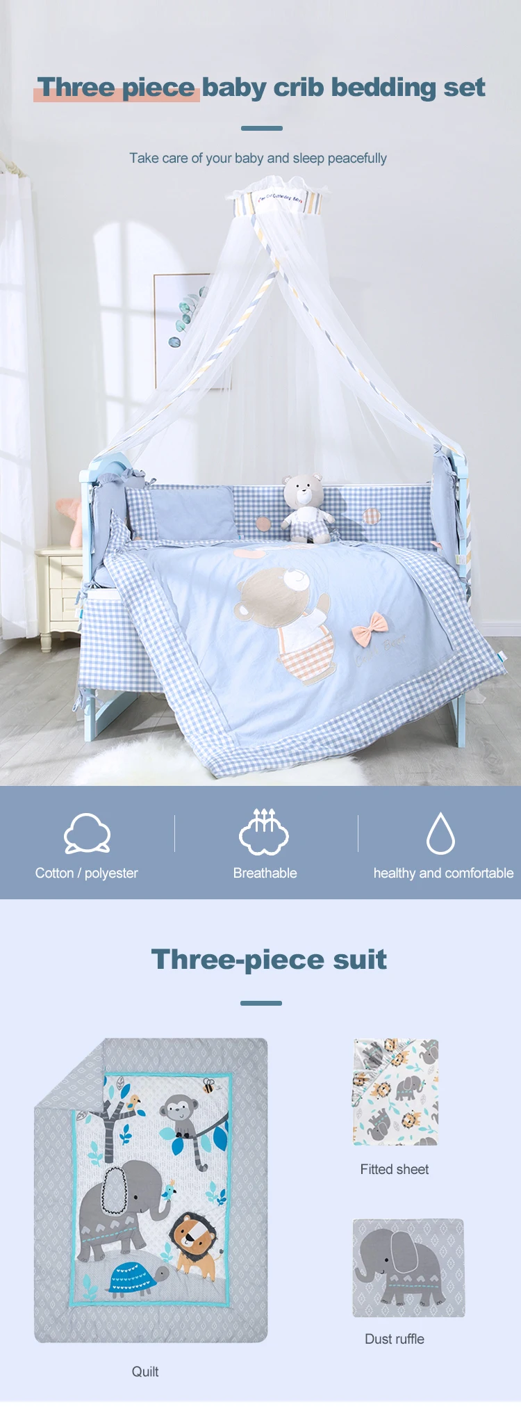 Flourish Oem/odm Organic Cotton Polyester Nursery New Born Baby Crib
