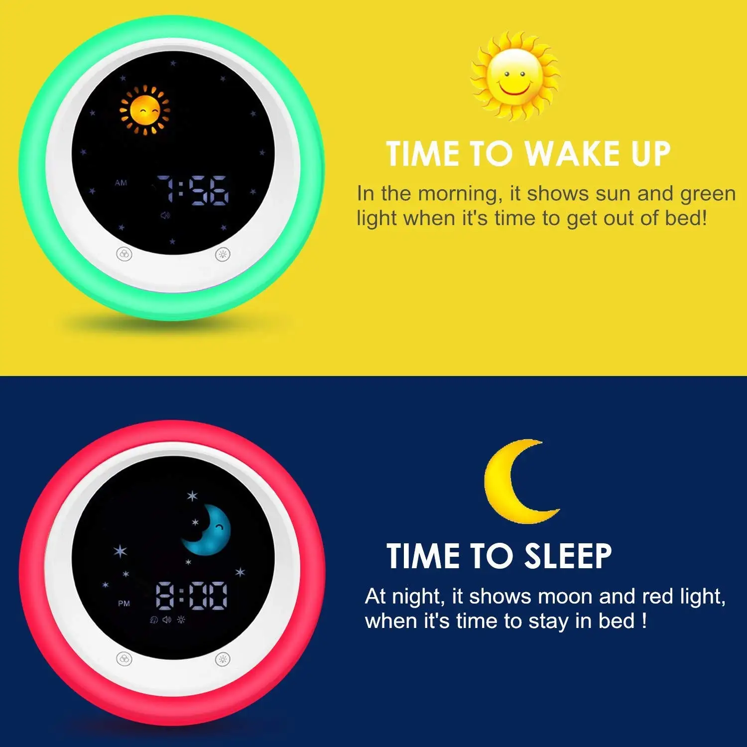 I Code Time Wake Alarm Clock Children's Sleep Trainer,Kids Wake Up