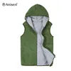 Oem factory custom outdoor double layer solid color winter waistcoat polar fleece vest with hood