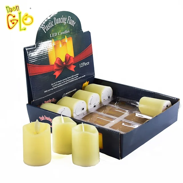 Home decor warm yellow light plastic battery operated led light candle flameless