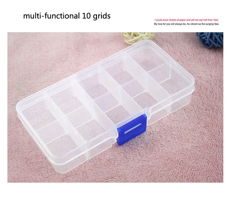 10 Grids Empty Clear Plastic Rhinestone Nail Art Diamonds Studs Storage