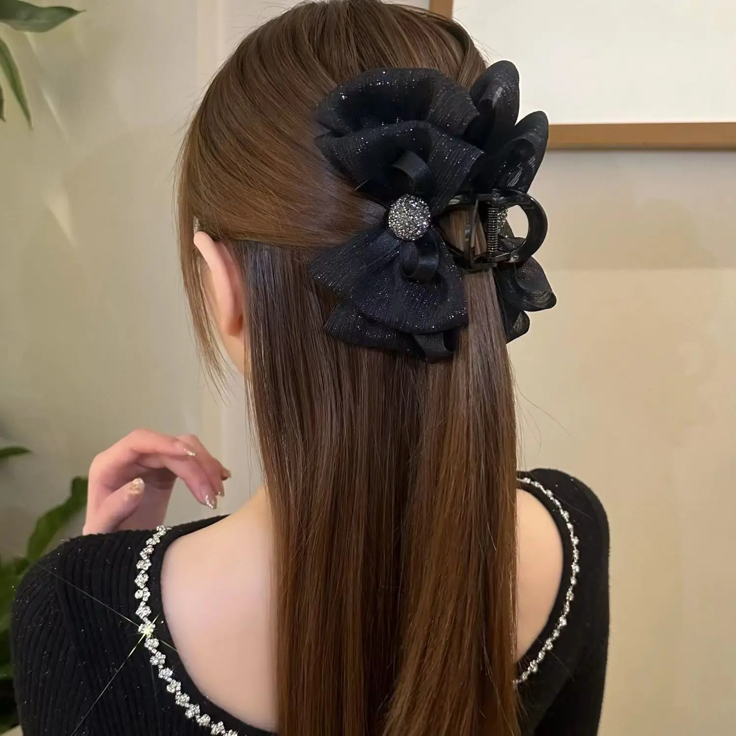 New Fashion Crystal Shark Hair Clips Butterfly Bows 