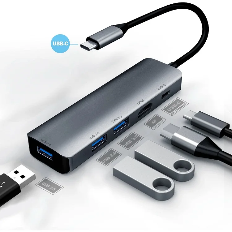 5 In 1 Multi-function Usb-c Port,usb3.0,versatile Usb Type-c Adapter 