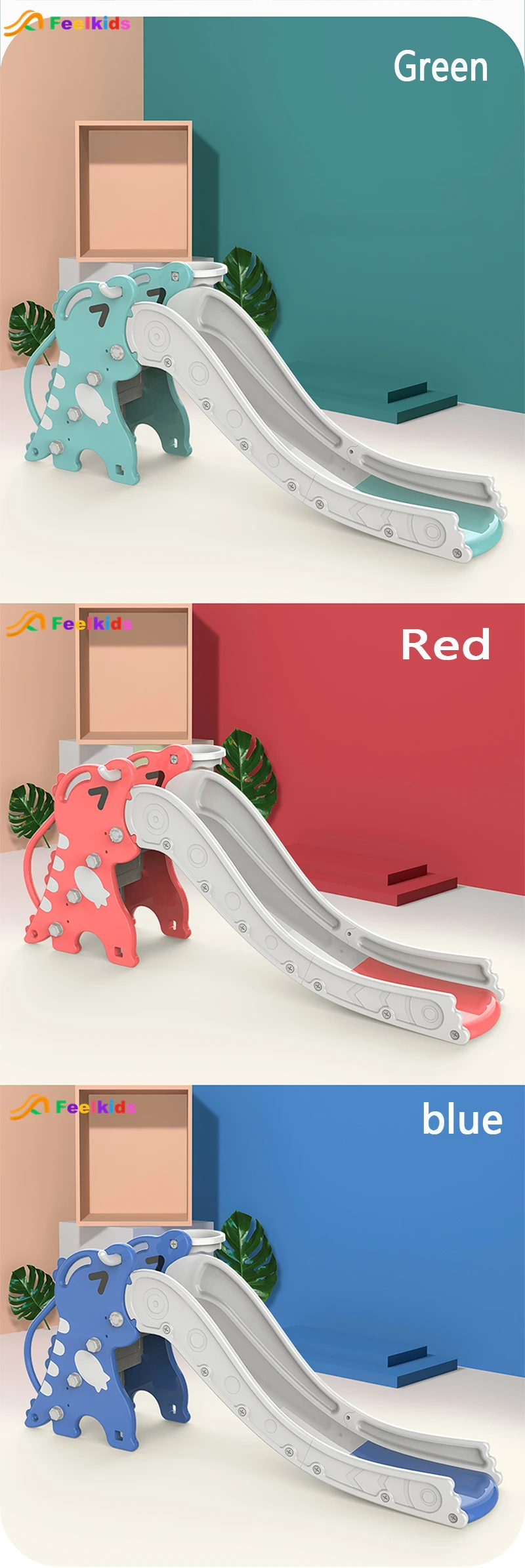 Feelkids Cheap Indoor Plastic Play Slides for Kids-Adventure Park & Home Use supplier