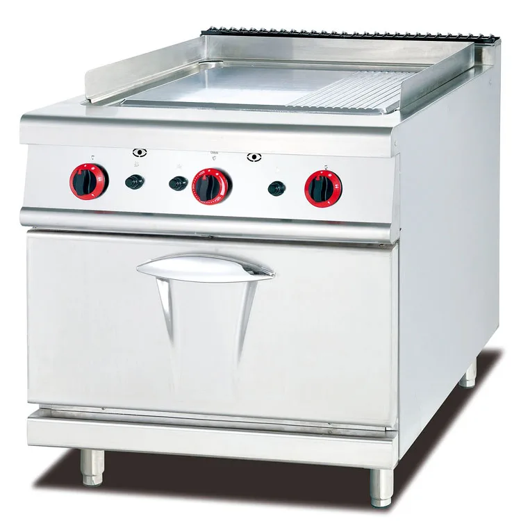 Restaurant Kitchen Gas Range Commercial Stainless Steel 2/3 Flat & 1/3 Grooved Gas Griddle Grill