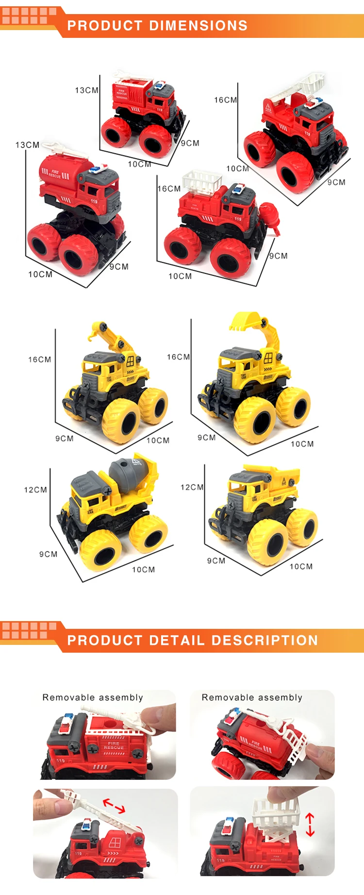 12 pcs Educational Toy Vehicle Construction Truck DIY Assemble Toy