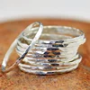 Manbu Platinum plated Silver Handmade Hammered Stacking layered Rings