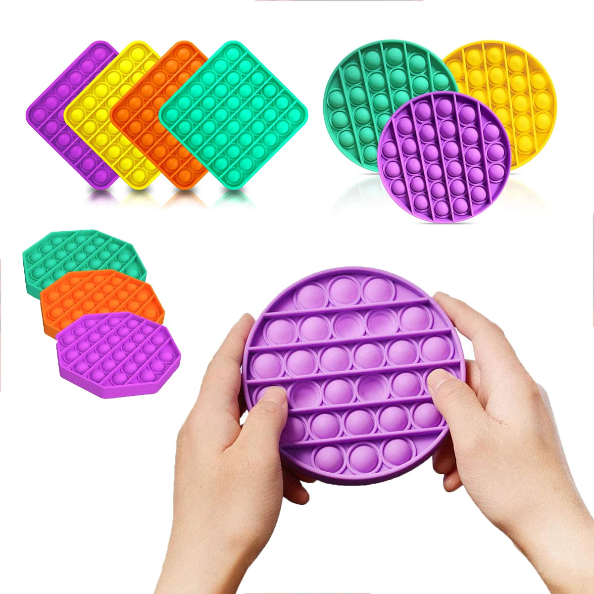 

silicone pop bubble fidget toy,50 Pieces, Yellow, purple, green, orange