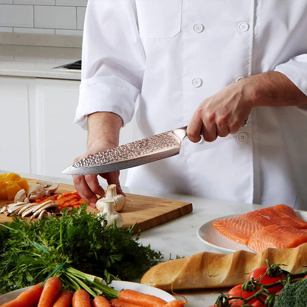 独特的日本厨房大马士革厨师刀套装制作切碎最锋利的德国碳钢空白刀