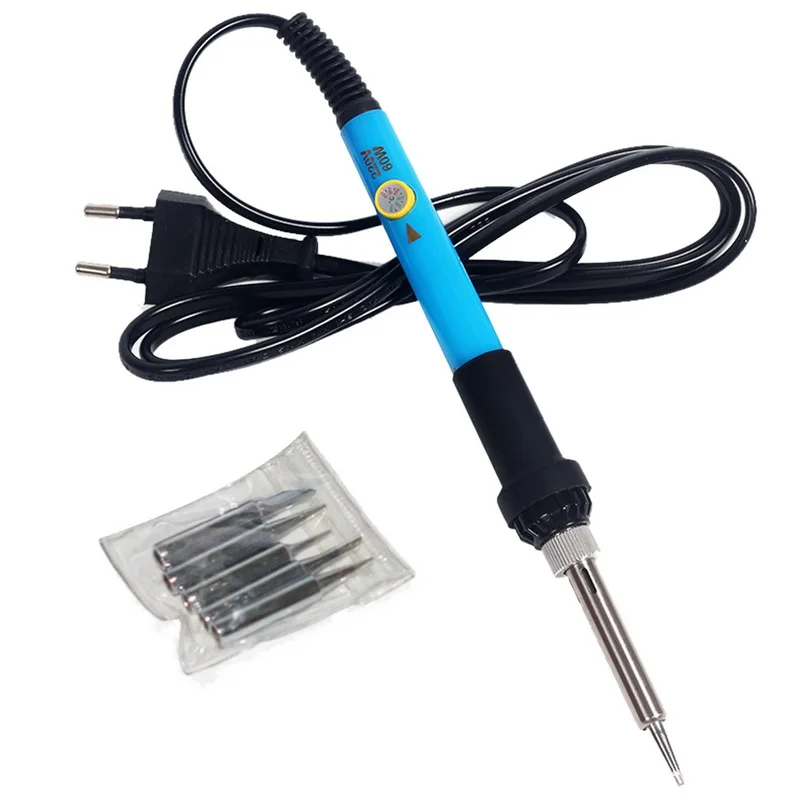 60W Adjustable Temperature Electric Soldering Iron 220V EU Plug Welding Solder Rework Station Heat Pencil 5pcs Tips Repair Tool