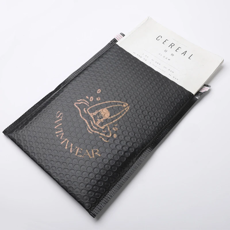 Stock Sizes Waterproof Padded Envelopes Black Bubble Mailers, Customized Logo Self Seal Protective Packaging Poly Bubble Bags manufacture