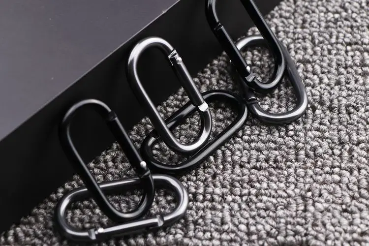 5cm Black and Gunblack Matte Grey  Oval Shape Carabiner