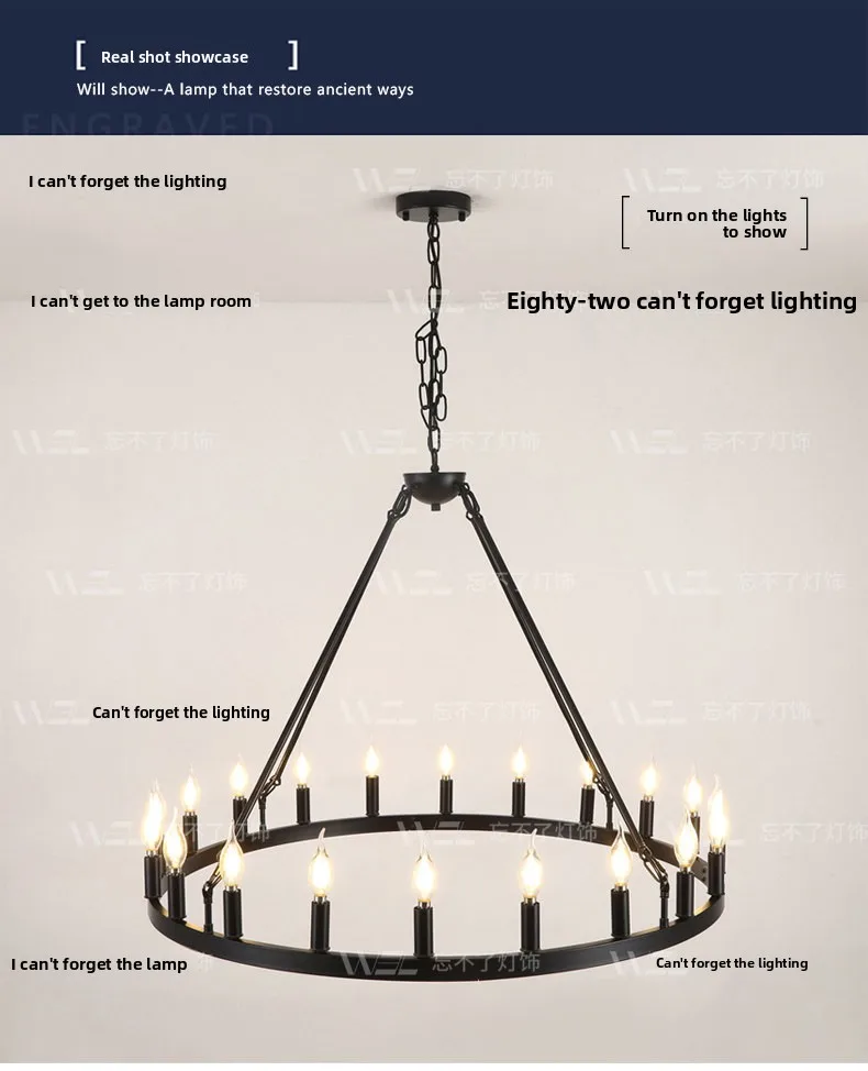 product american style industrial black round pendant chandelier for living room restaurant bedroom-7