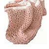 Alibaba free samples Wholesale Thick Large Arm Hand Knitted Heavy Wool Chunky Blanket
