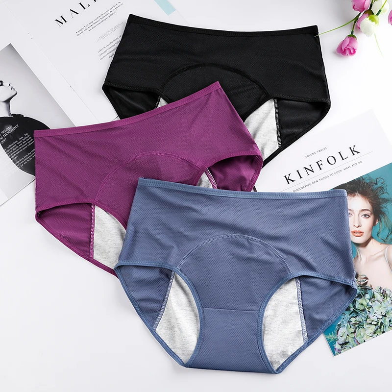 
Breathable Women Period Safety Warm Tummy Underwear Three Layer Physiological Panties Girls Menstrual Panties 