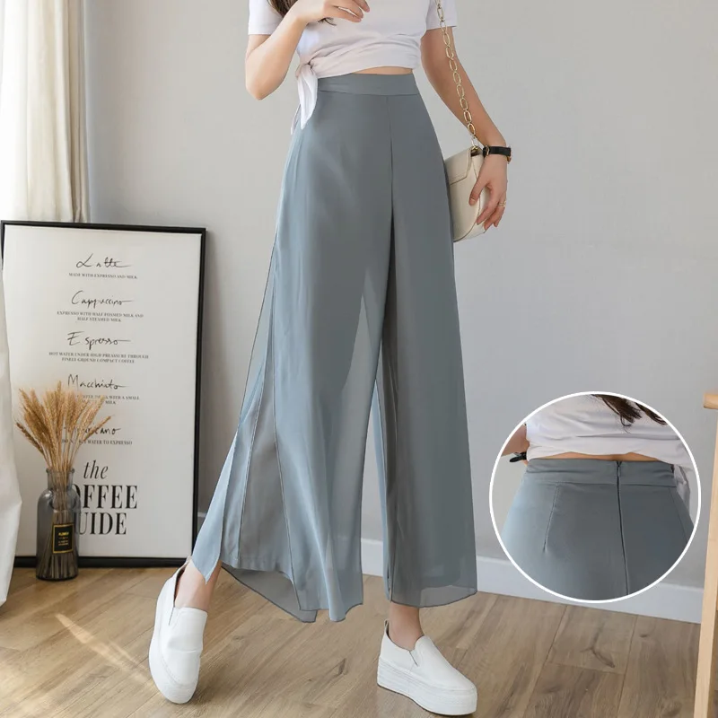 Wide-leg Trousers Gauze Culottes Drape 