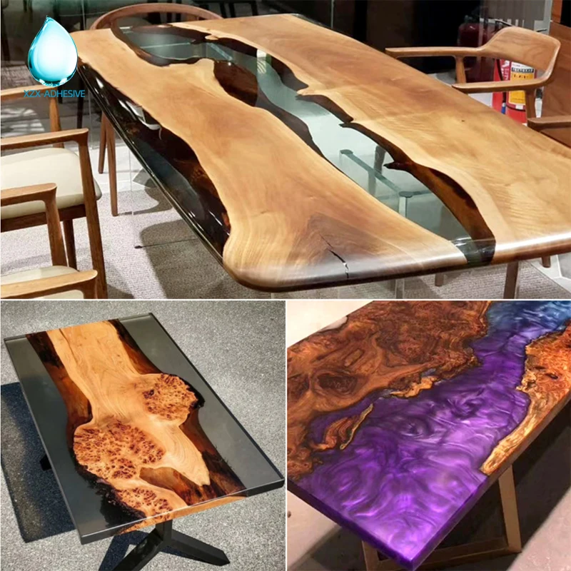 
NO Bubbles , NO Scratches ,Top glass Epoxy Resin AB adhesive Glue for wooden table and furniture factory directly 