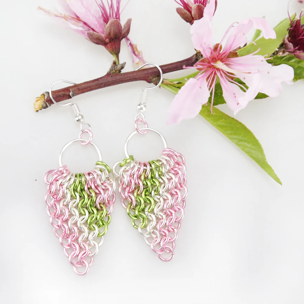 

Chainmail Wire Wrapped Earrings,2 Pairs