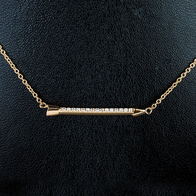 新款时尚迷你风格 925 纯银箭头吊坠项链与锆石