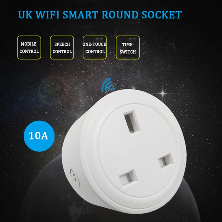 220V-240V 3 Pin Multi WiFi Smart Wall Plug Socket UK OEM Design 3-Pin Power Plug with Energy Monitoring Voice Control with Alexa