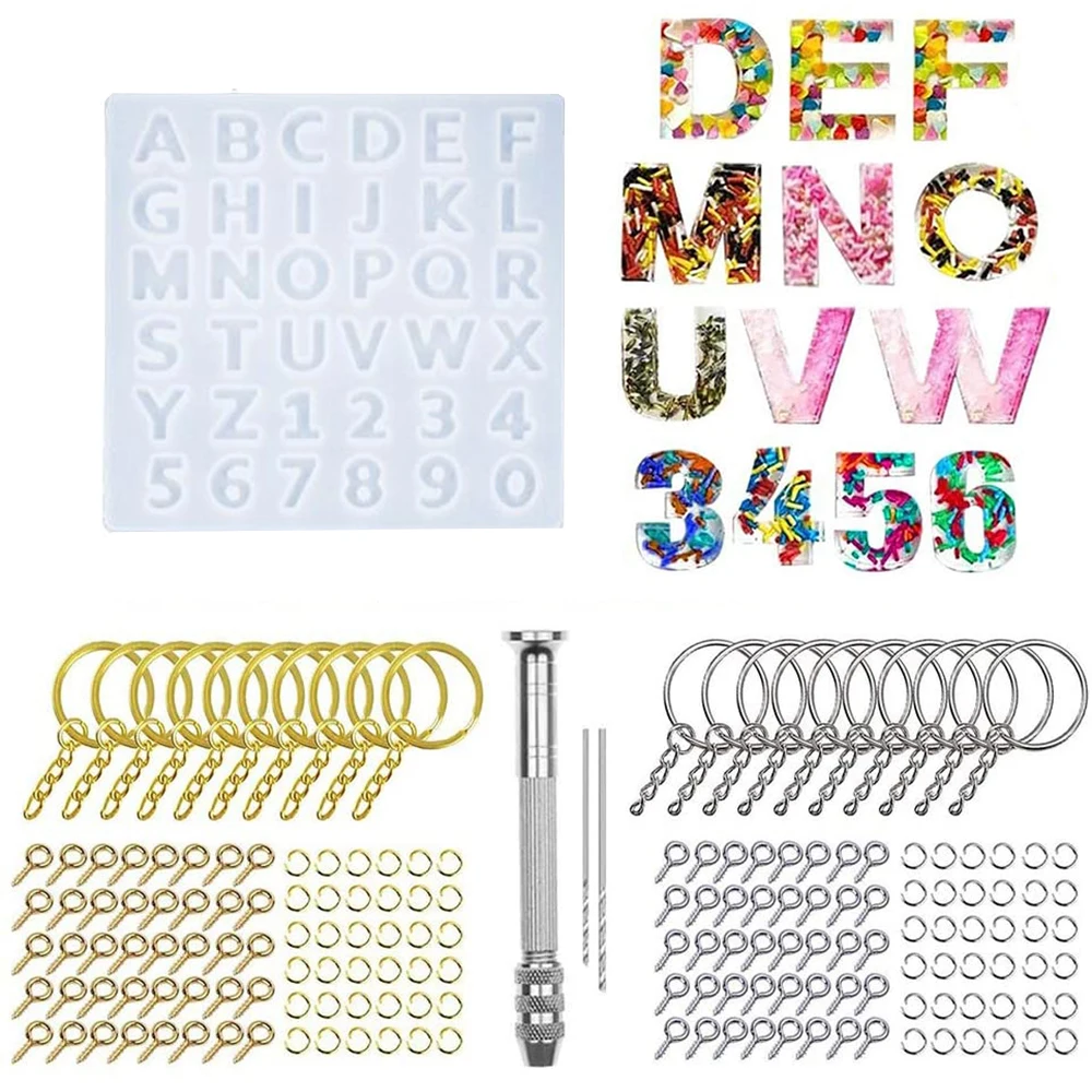 324pcs Letter Number Molds Alphabet Resin Silicone Molds Kit Molde De ...