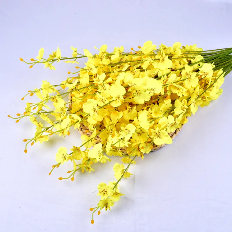 Bunch Floral Arrangement Bunga Silk Bouquet Yellow Dancing Orchid