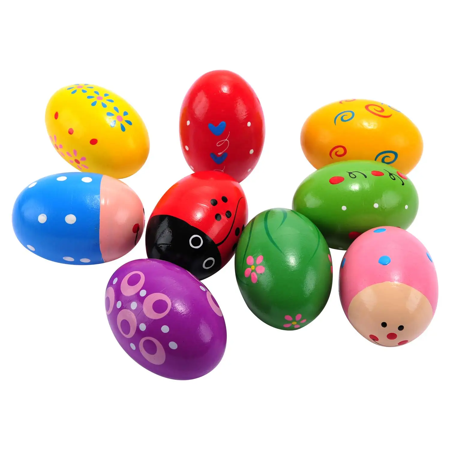 Gelsonlab HS-M01-1Easter Wooden Egg Shakers Maracas for Party Favors, Classroom Prize Supplies and Musical Instruments
