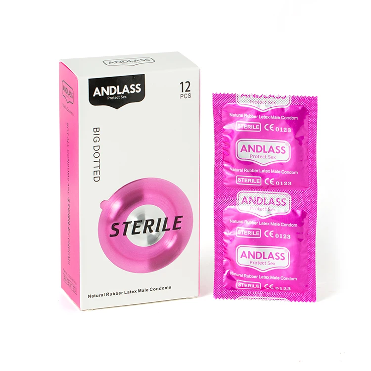 
ANDLASS High Quality 12 Pieces/Box Sterile Sex Stimulation Condoms For Men 