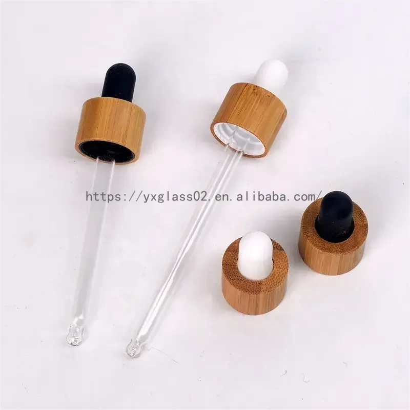 product supplier cosmetic cuticle hair essential oilserum bottles frosted black with bamboo dropper lid 5ml10ml15ml30m100ml120ml-4