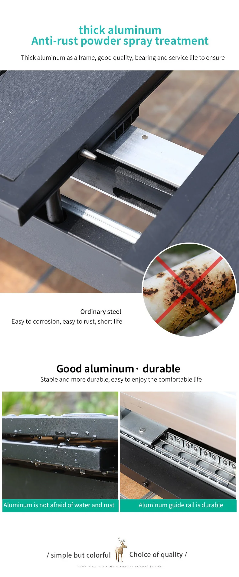 Mojia Outdoor Furniture Plastic Wood Dinner Table Set Easy To Clean