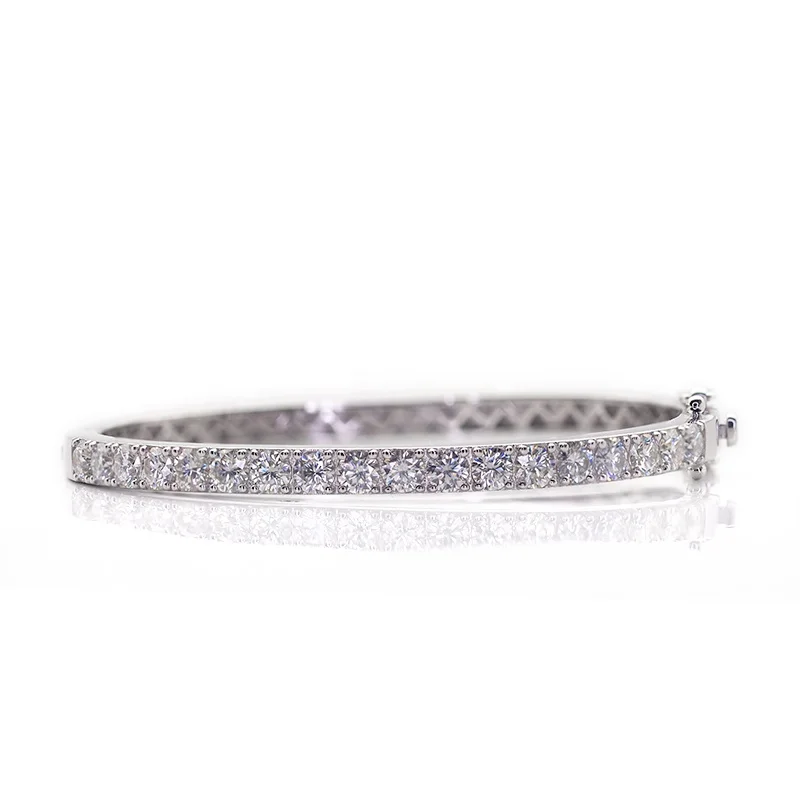 Classic 925 Sterling Silver D Color Moissanite Diamond Bangle Bracelet