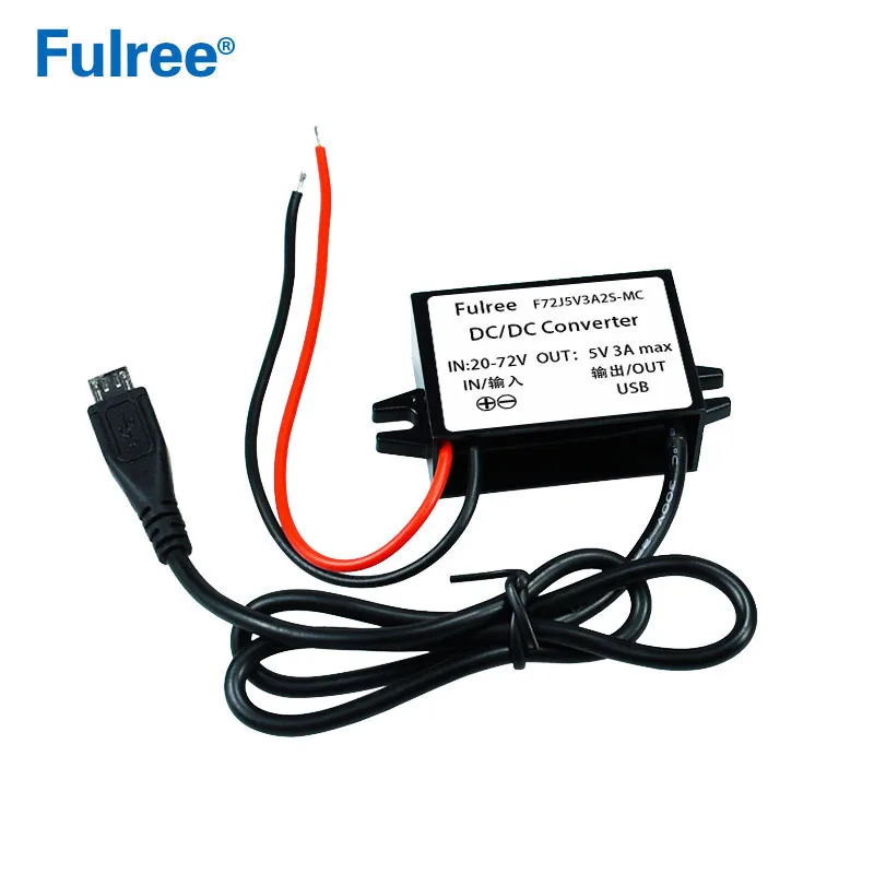 20-72V to 5V USB Socket DC 24V 36V 48V 60V Step Down to DC 5V Car Phone Charger Forklift Electronic Scooter Bicycle for Bulb GPS