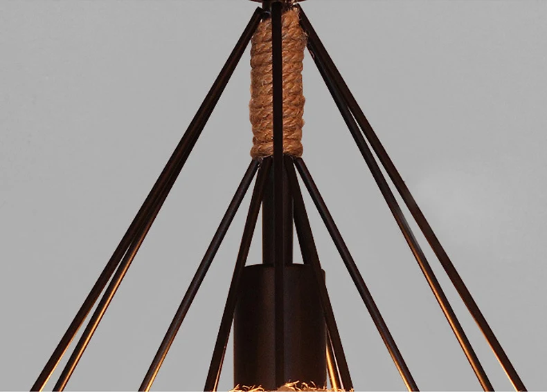 Factory price retro industrial loft hanging vintage hemp rope pendant lights led lamp pendant light