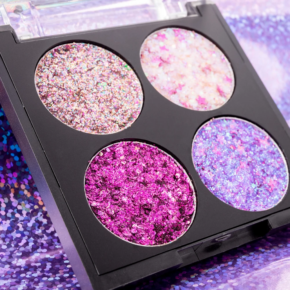Handaiyan Professional 4 Colors Glitter Eyeshadow Palette Waterproof