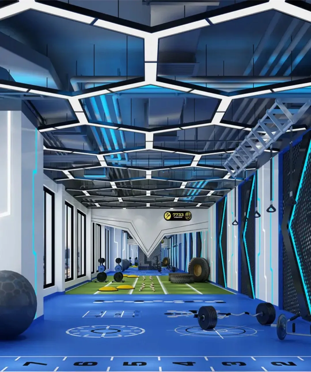 product modern style irregular six sided prism round warm white hanging line light for indoor office gym mall simple creative design-12