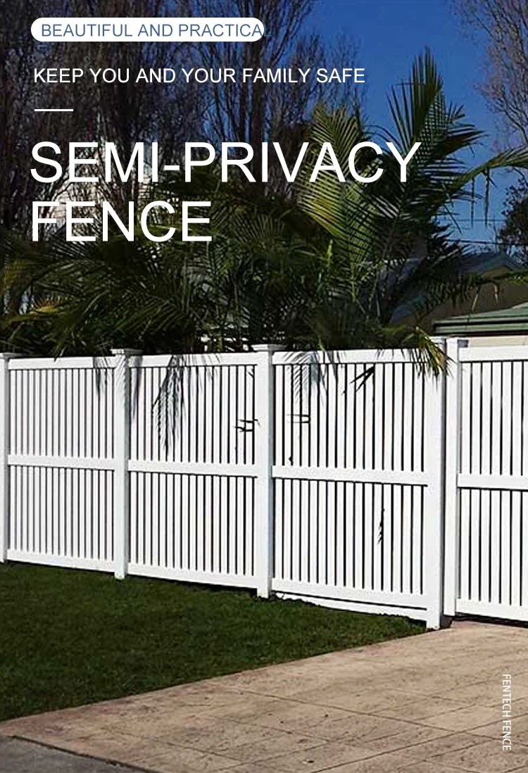 Fentech Cheap Used White PVC Vinyl Plastic Semi Privacy Fence Panels