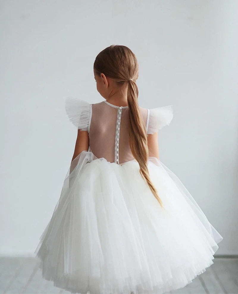 Kids Frock Teen White Dress Children Party Dress Wholesale Kids Wedding