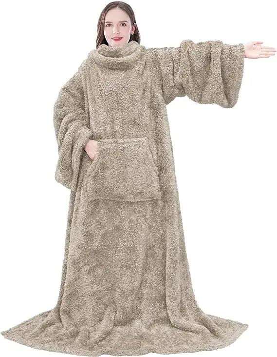 High Quality Soft Warm Polyester Sherpa Snuggie Blanket For Winter Home