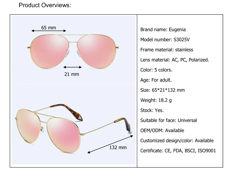 EUGENIA italy design ce uv400 custom engraved polarized sunglasses