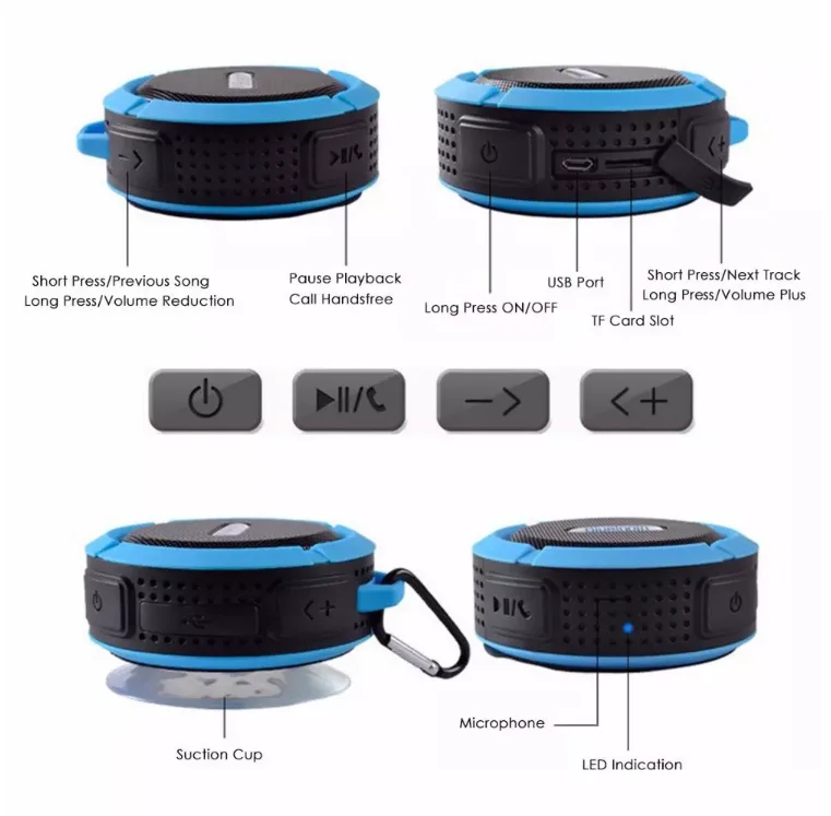 Christmas gift C6 Waterproof Outdoor Blue tooth Speaker TF Wireless Music - ANKUX.COM