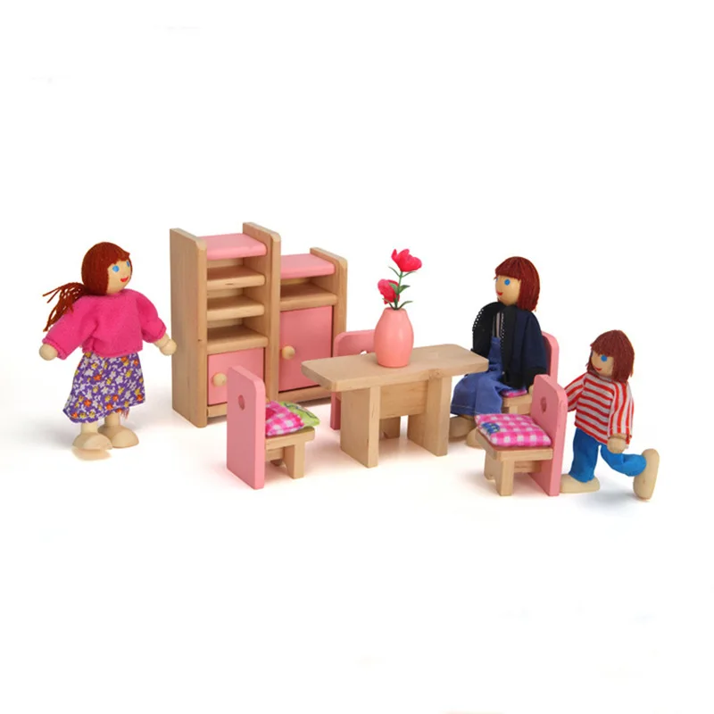 2021 Wholesale Lovely Delicate Wooden Miniature Doll House Furniture Toy for Baby