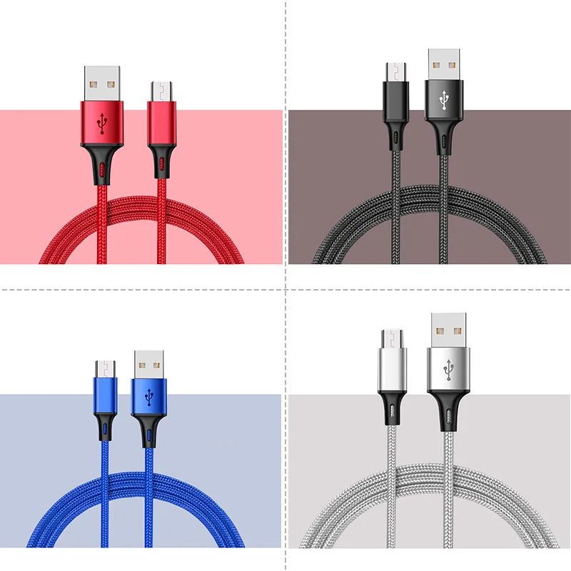 2.1a custom usb 2.0 charger fast charging nylon braided micro usb data cable for android smart phone - ANKUX.COM