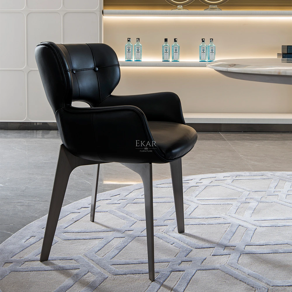 Ekar Furniture Modern Upholstered Leather Dining Chair details