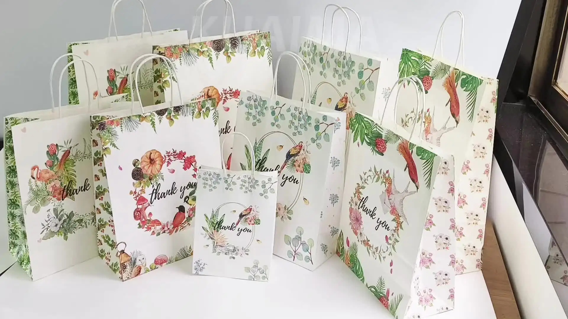 Premium Paper Gift Bags With Handles - 5 Pack 8.26x4.3x10.62 Inch Reusable Shopping Totes