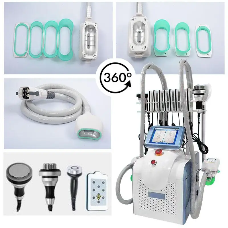New cryolipolysis 360 degree cryo fat freezing machine portable cryolipolysis slimming machine with cavitation rf handles