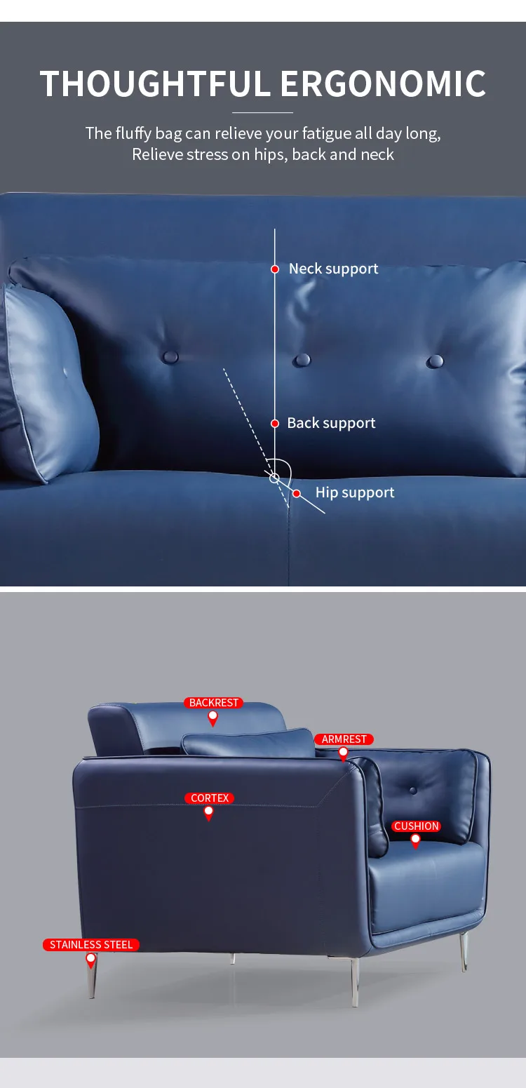 Pengpai 3 2 1 Modern Lounge Leather Office Sofa Set