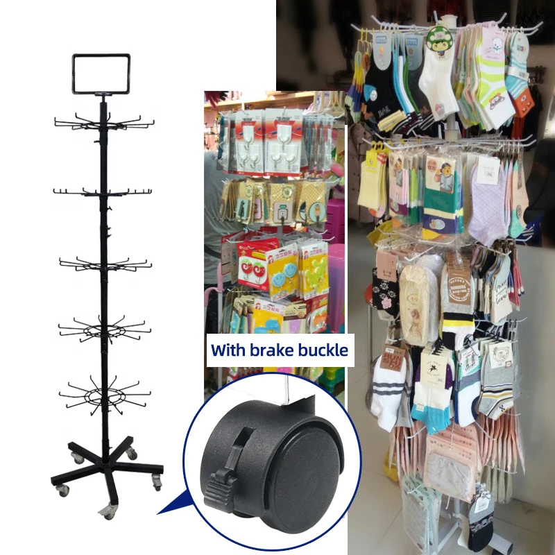 2/3/5 Layer Spinning Floor Hanging Wire Jewelry Display Rack Socks Display Stand Metal Rotating