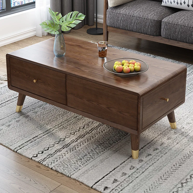 product-BoomDear Wood-2020 solid wooden coffee table modern Chinese walnut color concrete rustic lux