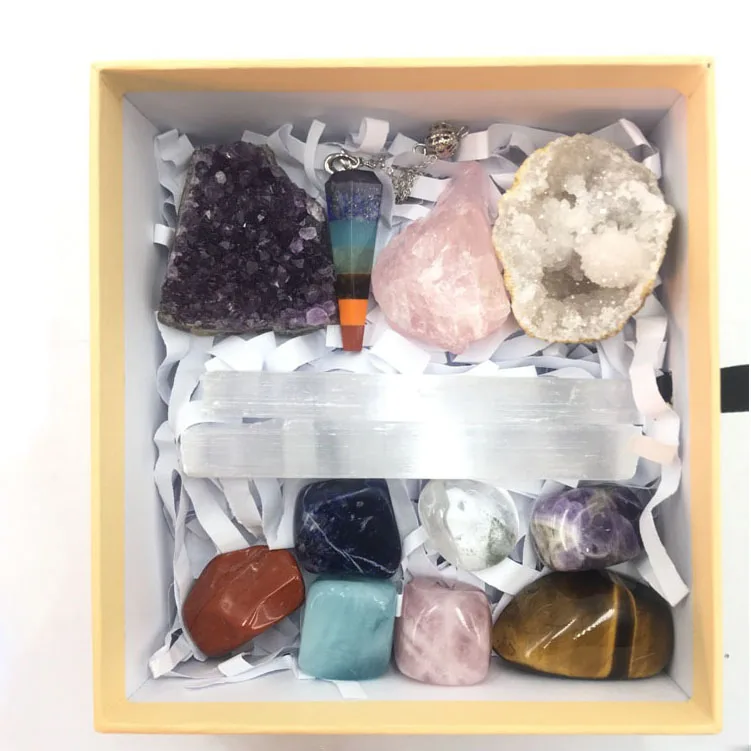 Wholesale Custom 7 Chakra Stones Box Bohemian Meditation Set Crystals